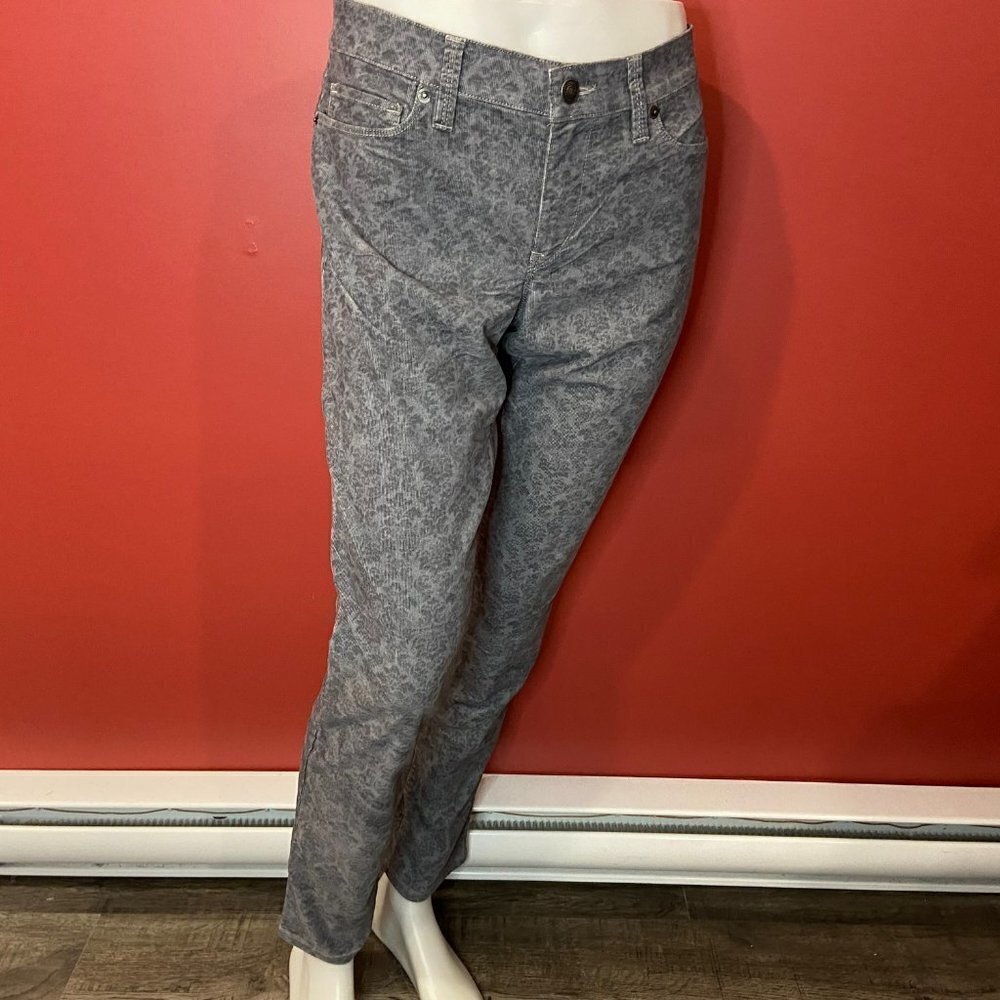 ANN TAYLOR LOFT Women's Grey Print Skinny Corduroy Pants - Size 28/6 - NWT